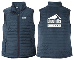 BHE - L851 - BLUE HILLS EMPLOYEE  NAVY Ladies Packable Puffer Vest