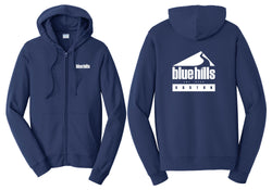 BHE - PC850ZH - BLUE HILLS EMPLOYEE NAVY Full Zip Hooded Sweatshirt